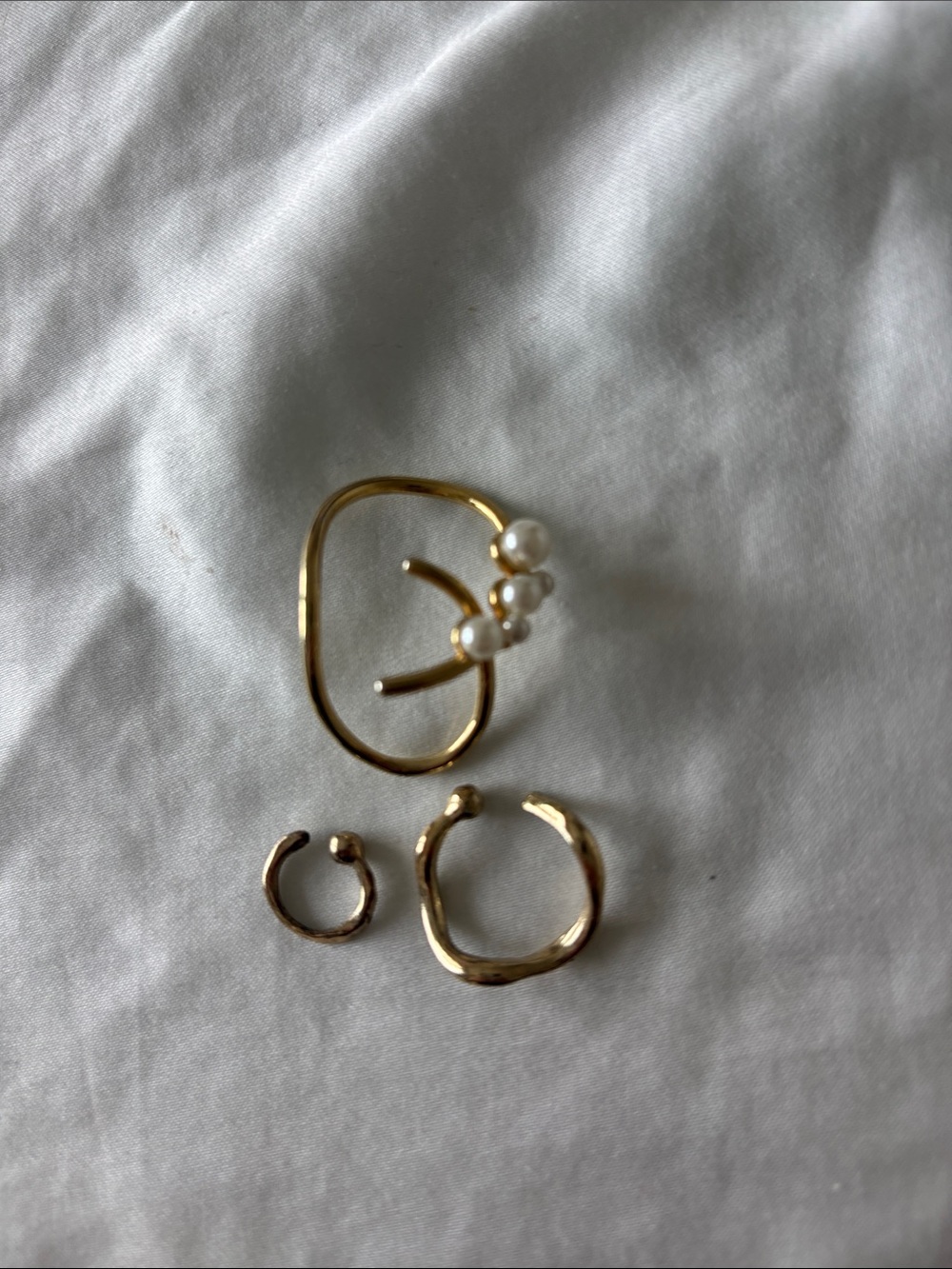 Gold Pearl Japanese Ear Cuff Set
